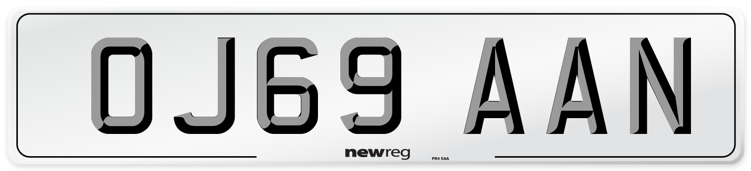 OJ69 AAN Number Plate from New Reg